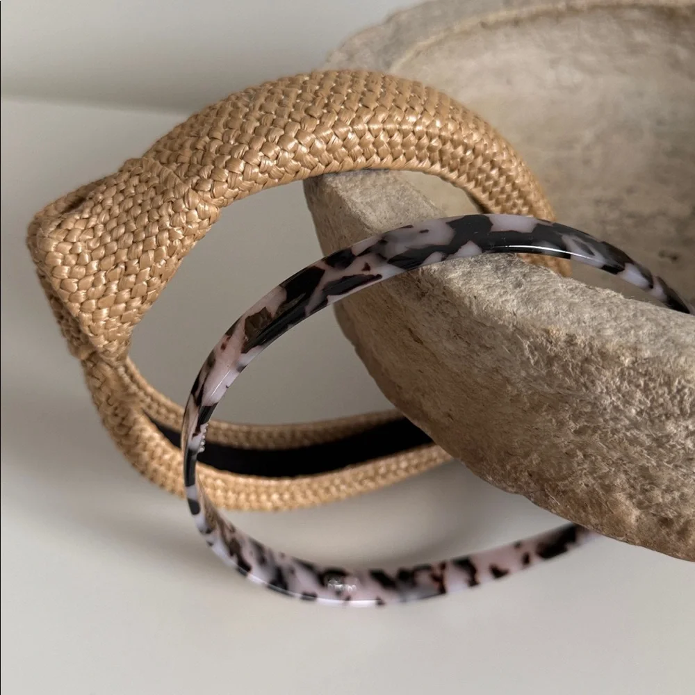 Loft / Target Headband Set - Pink Tortoiseshell Print and Natural Woven One Size
